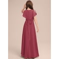 thumbnail image 2 of Drtj 2-14T Kids Junior Bridesmaid Flower Girl Elegant Formal A-line V-Neck Floor-Length Chiffon Dresses, 2 of 6