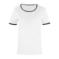 thumbnail image 4 of SJLDQY Womens Summer Tshirts Short Sleeve Base T-Shirts for Women Casual Crew Neck Patchwork Color Lightweight Blouse Tops, 4 of 4