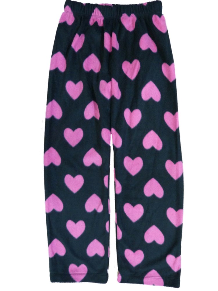 jcp Girls Black /& Pink Heart Fleece Sleep Pants Pajama Bottoms Lounge
