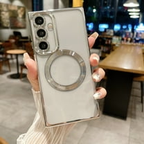 Allytechgroup Magnetic Case for Samsung Galaxy S20 FE, Camera Lens Protector Not Yellowing Support Wireless Chagring Slim Fit Shockproof Protective Clear Back Cover for Samsung Galaxy S20 FE, Silver