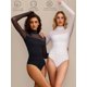 thumbnail image 3 of Body Avidlove de manga larga con cuello alto y malla, 3 of 5