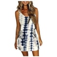 thumbnail image 2 of Summer Dresses for Women 2023 HIMIWAY Women's Summer Tie-Dye Print Loose Sleeveless Halter Pocket V-neck Dress White M, 2 of 5