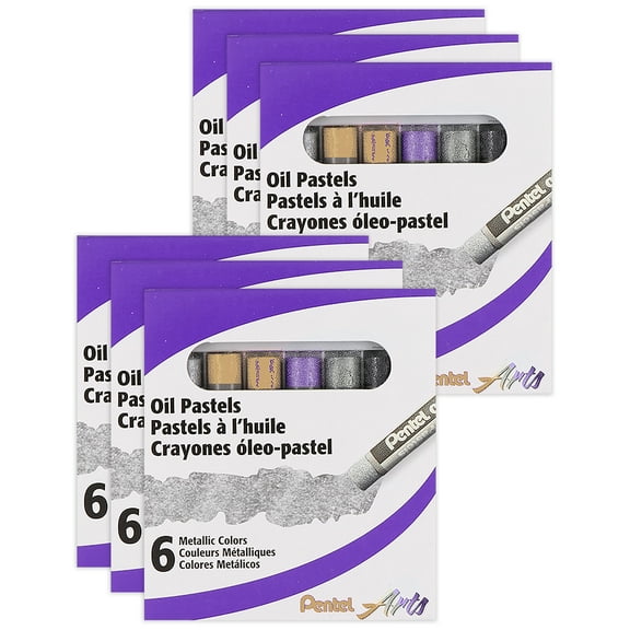 Pentel Arts Oil Pastels, Metallic, 6 Per Set, 6 Sets