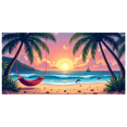 thumbnail image 2 of LUUFILx Tropical Sunset Beach Backdrop Hammock Scenery with Palm Trees for Party Decorations Photography Props Video Background Banner Ocean View, 2 of 8