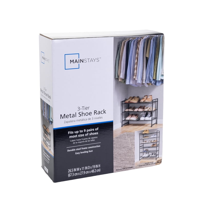 Mainstays 3 Pack 3 Tier Metal Shoe Rack Organizer Space Saver