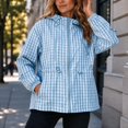 thumbnail image 6 of FDGIU Women Gingham Zip Up Jacket Collared Long Sleeve Drawstring Hem Casual Plaid Outerwear, Fall Lightweight Checkered Bomber Style Coat, 6 of 6