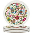 thumbnail image 2 of Round Drink Coasters 2 Pcs Easter Eggs Flowers Leaves Wreath Absorbent Ceramic Coaster with Cork Base for Coffee Cups Housewarming Gift for Home Decor, 2 of 6