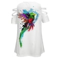 thumbnail image 5 of WaterColor Quetzal from Guatemala Womens Summer V Neck Zipper Top Short Sleeve T Shirt Off Shoulder Top Casual Classy Loose Shirts, 5 of 7