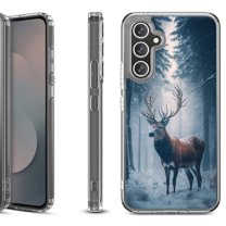Shockproof Protective Phone Case Cover for Samsung Galaxy S25 FE, by OneToughShield - Deer Winter