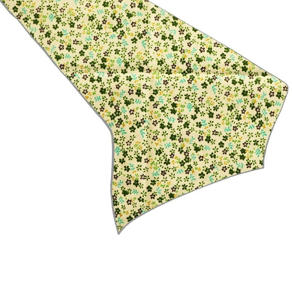Cotton Print Table Runner Floral Small Flowers Allover Green on White