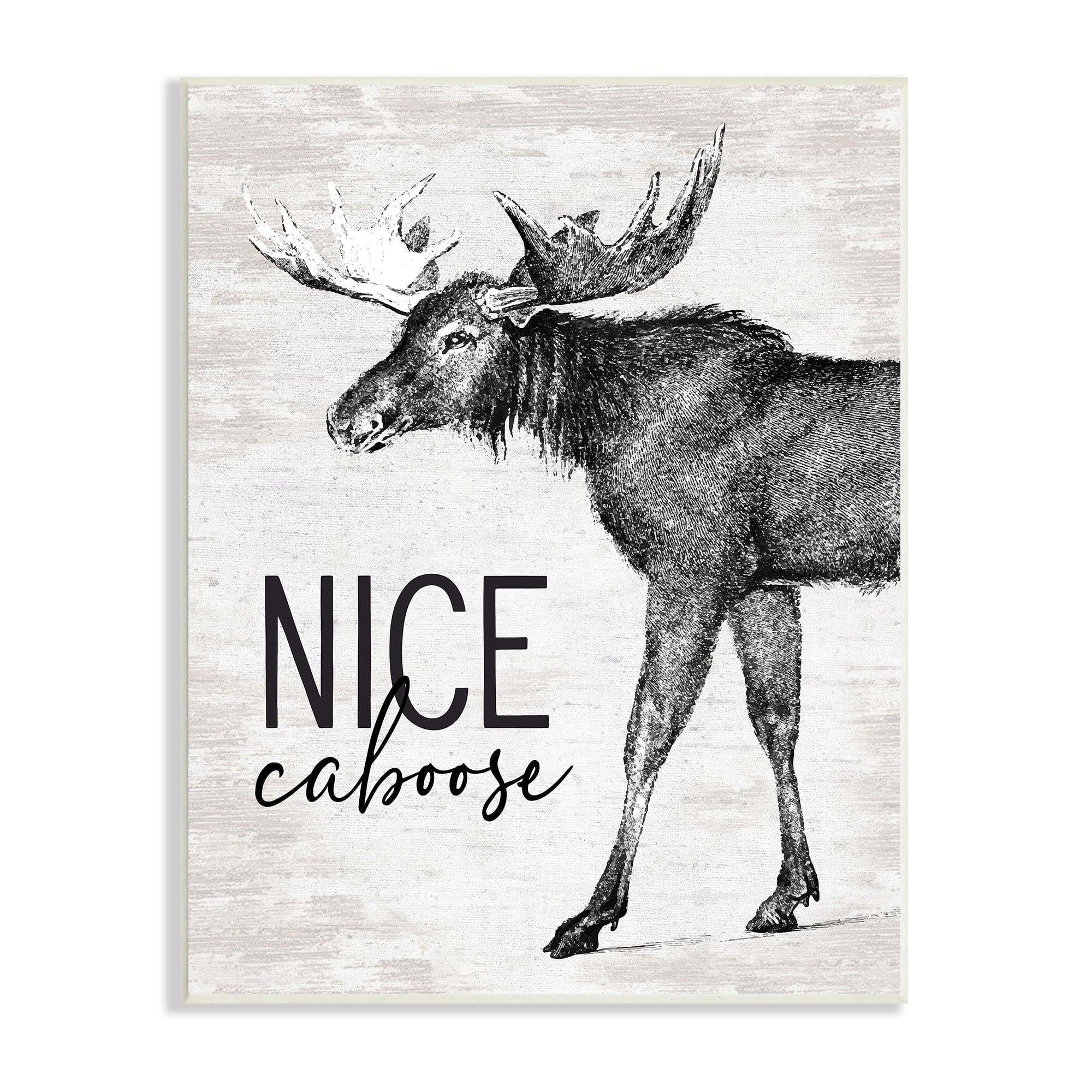 Stupell Industries Nice Caboose Lake House Bathroom Humor Moose Graphic Art Unframed Art Print Wall Art, Design by Lettered and Lined