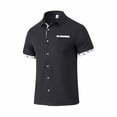 thumbnail image 4 of ZVNAΖH Men's Waffle Knit Bird Print Shirt, Short Sleeve Collared Button Down Casual Top with Contrast Placket, S-3XL, 4 of 5