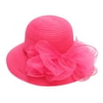thumbnail image 2 of Women Church Cap Bow Wide Brim Summer Foldable Bowknot Hat for Party, 2 of 8