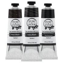 Tusc & Pine Artist Oil Paint - 150 ml Set of 3 - Black - 450 ml of Non-Yellowing, Rich & Creamy Consistency, Maximum Pigment Load, Small Batch Milled Oil Paints Developed for Professional Artists