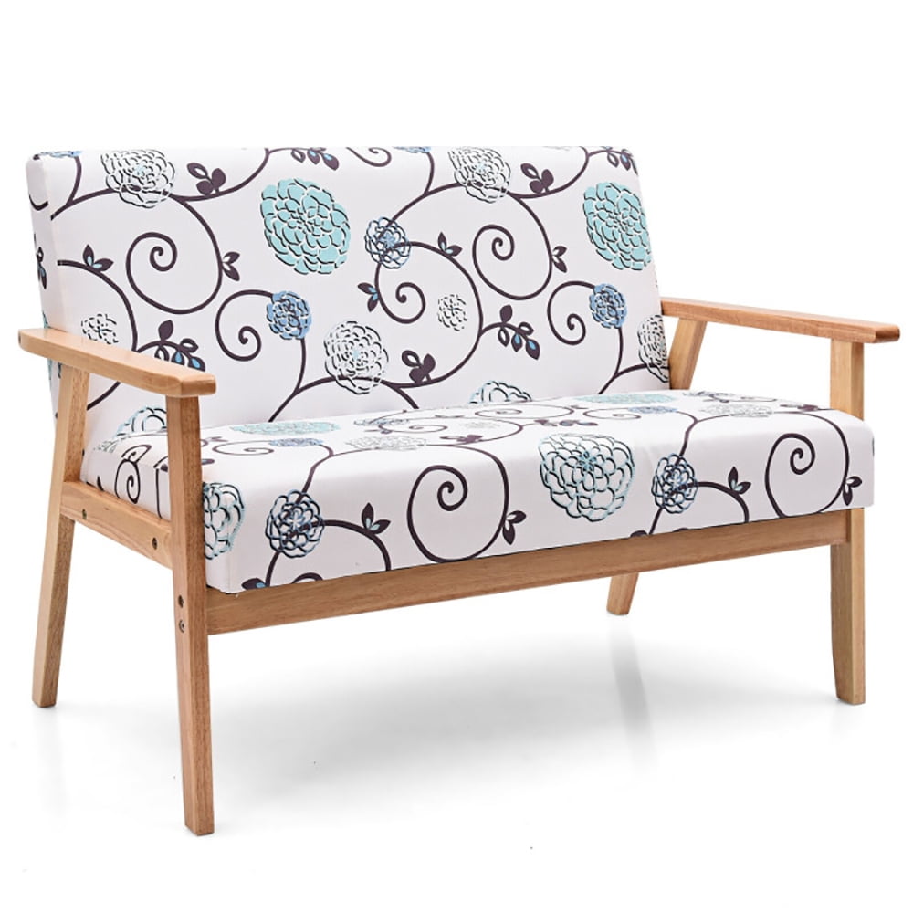 Finihen Loveseat Sofa, 2 Seater Cushioned Couch for Small Spaces, Modern Fabric Loveseat Sofa Couch Upholstered 2-Seat Armchair, for Living Room, Bedroom, 2 seat, White & Blue Finihen Loveseat Sofa, 2 Seater Cushioned Couch for Small Spaces, Modern Fabric Loveseat Sofa Couch Upholstered 2-Seat Armchair, for Living Room, Bedroom, 2 seat, White & Blue