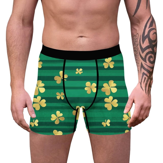 St. Patrick's Day Underpants for Men, Breathable Fitting Boxers, Polyester, 1 Pc