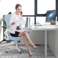 Biggzia Ergonomic Office Chair, Mid-Back Computer Chair with Adjustable Height, Flip-Up Arms and Lumbar Support, Mesh Desk Chair, Blue