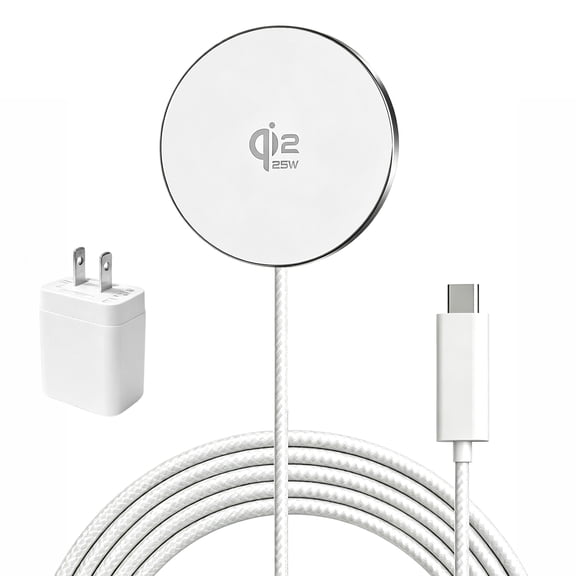 Phaopao 25W Wireless Charger, Qi2 Fast Charging Pad Suitable for iPhone 17/16/15/14/13/12 Pro Pro Max Series and AirPods 4/3/2 Pro, Includes 30W Adapter