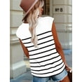 thumbnail image 4 of Womens Tops Dressy Casual Summer Striped Shirts Cap Sleeve Tops Color Block Loose Fit White L, 4 of 9