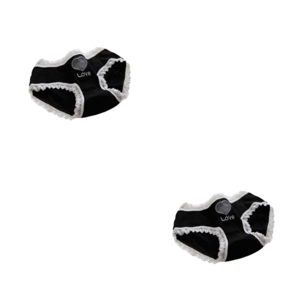 Qarigey Bragas de algodón para mujer, ropa interior de cintura baja, lencería bonita, calzoncillos de dibujos animados de Lolita, Negro/Corazón de amor METRO 2piezas