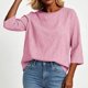 thumbnail image 4 of Neewe Cotton Linen 3/4 Length Sleeve Womens Tops Casual Crewneck Pullover Tunics Summer Comfy Blouses Fashion 2026, 4 of 6