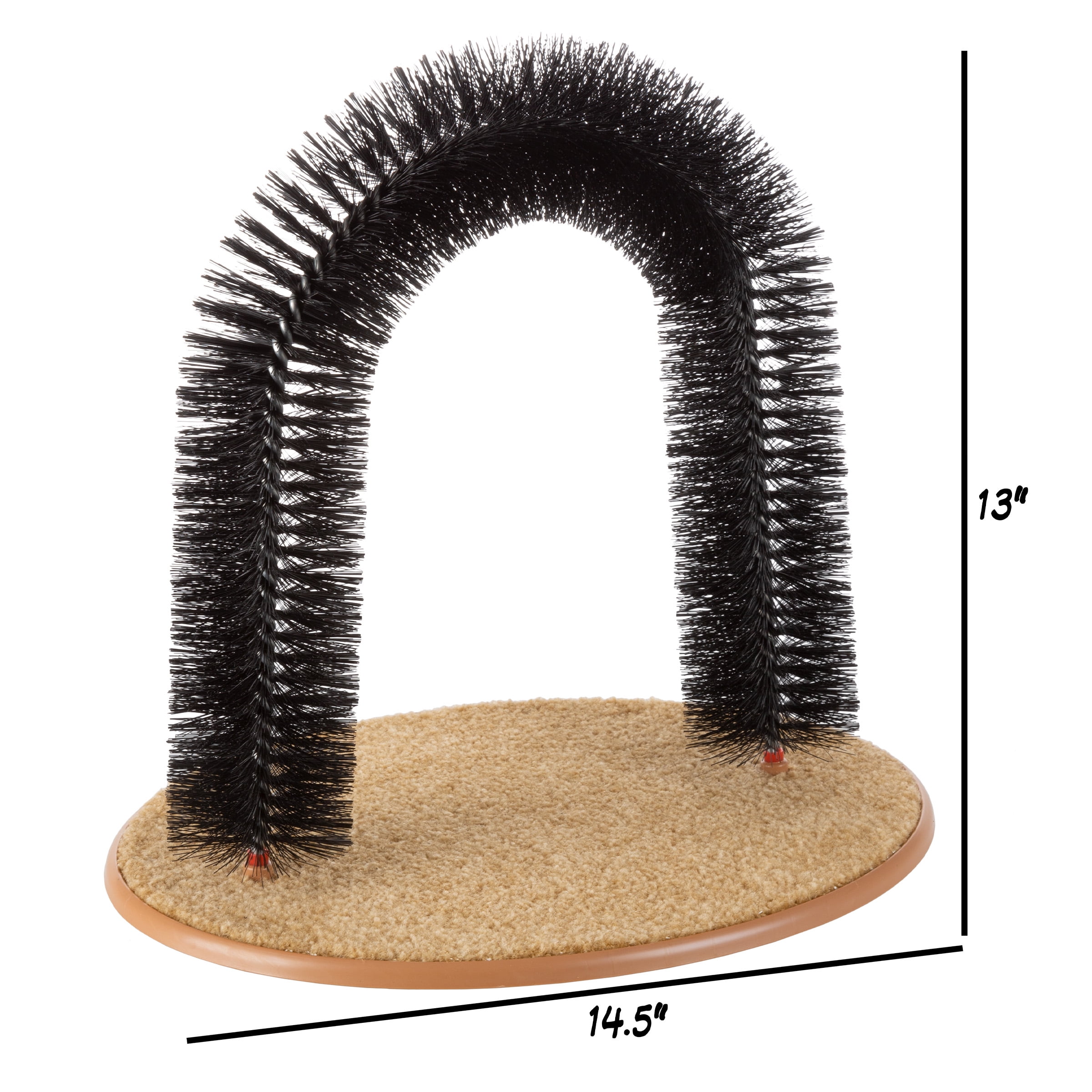 PETMAKER Cat Self-Groomer - Bristle Ring Brush Cat Arch with Carpeted Base