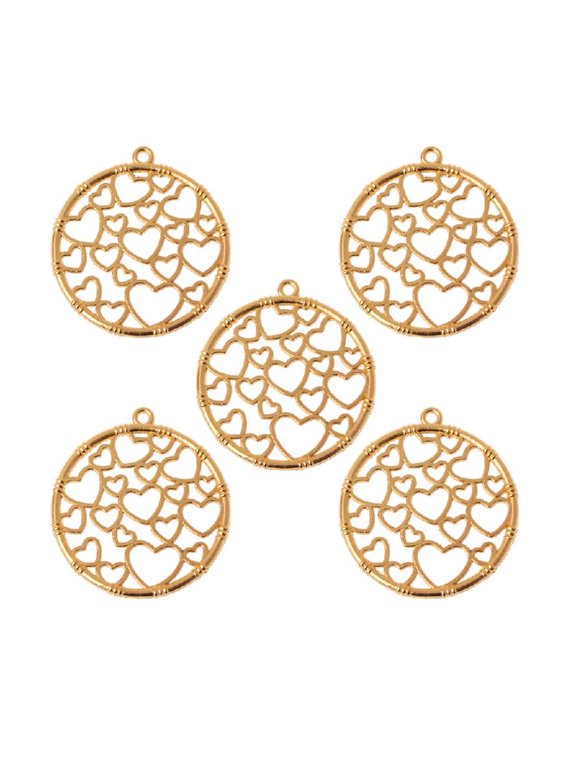 5x Handmade Round Heart Frame UV Resin Bezel Setting Blank Pendant for DIY Craft