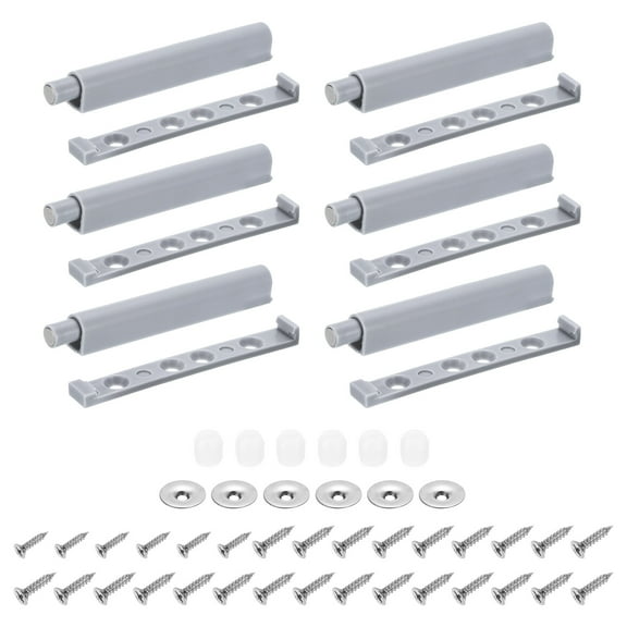 6Pcs Push to Open Door Latch, Magnetic Push Latches, for Hidden Door, Grey