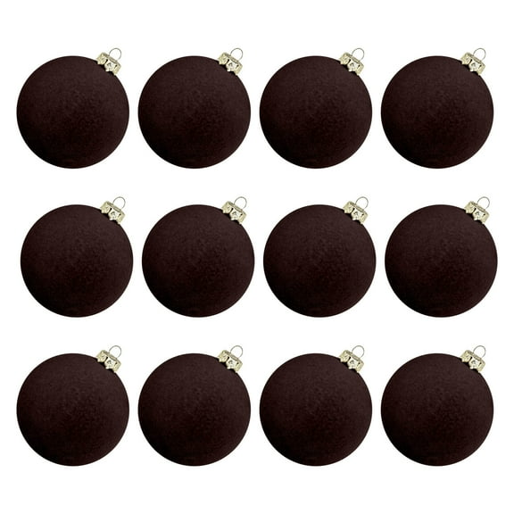 Velvet Flocked Christmas Ornaments Balls,12pc 2.4" Vintage Christmas Tree Decorations Shatterproof Flocked Foam Ball Velvet Xmas Tree Hanging Baubles for Wedding Holiday Party Home Decor