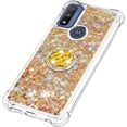 thumbnail image 4 of Glitter Clear Sparkly Bling Motorola Moto G Play 2023 Case for Women, Flowing Liquid Quicksand Cover with Diamond Ring Holder Case for Motorola G Play 2023  Gold, 4 of 14
