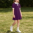 thumbnail image 7 of Amidoa Girls Summer Dresses A-Line Short Sleeve Dresses Print Kids Casual Sundress Purple Size 3T, 7 of 7