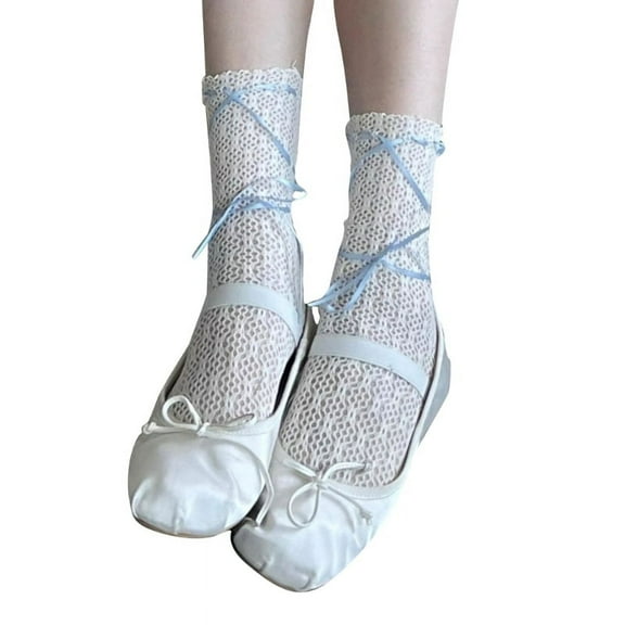 Milue Womens Socks Lace Calf Solid Color Knee Socks Sexy Nylon Lace Stockings Socks