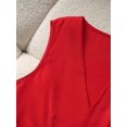 thumbnail image 6 of Elegant Red V-Neck Sleeveless A-Line Belted Dress For Women, 6 of 8