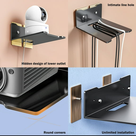 Specollect No Punching Required Projector Shelf,Router Wall Mount Floating Shelf,Projector Mount Rack Holder,Modem Cable Box for Xbox Serie
