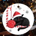 thumbnail image 5 of Christmas Ceramic Ornament Xmas Animal Cats Wearing Red Santa Hat Christmas Ornament Keepsake Winter Christmas Bell Black Cat Xmas Tree Decorations Flat Circle Ceramic Ornament, 5 of 8