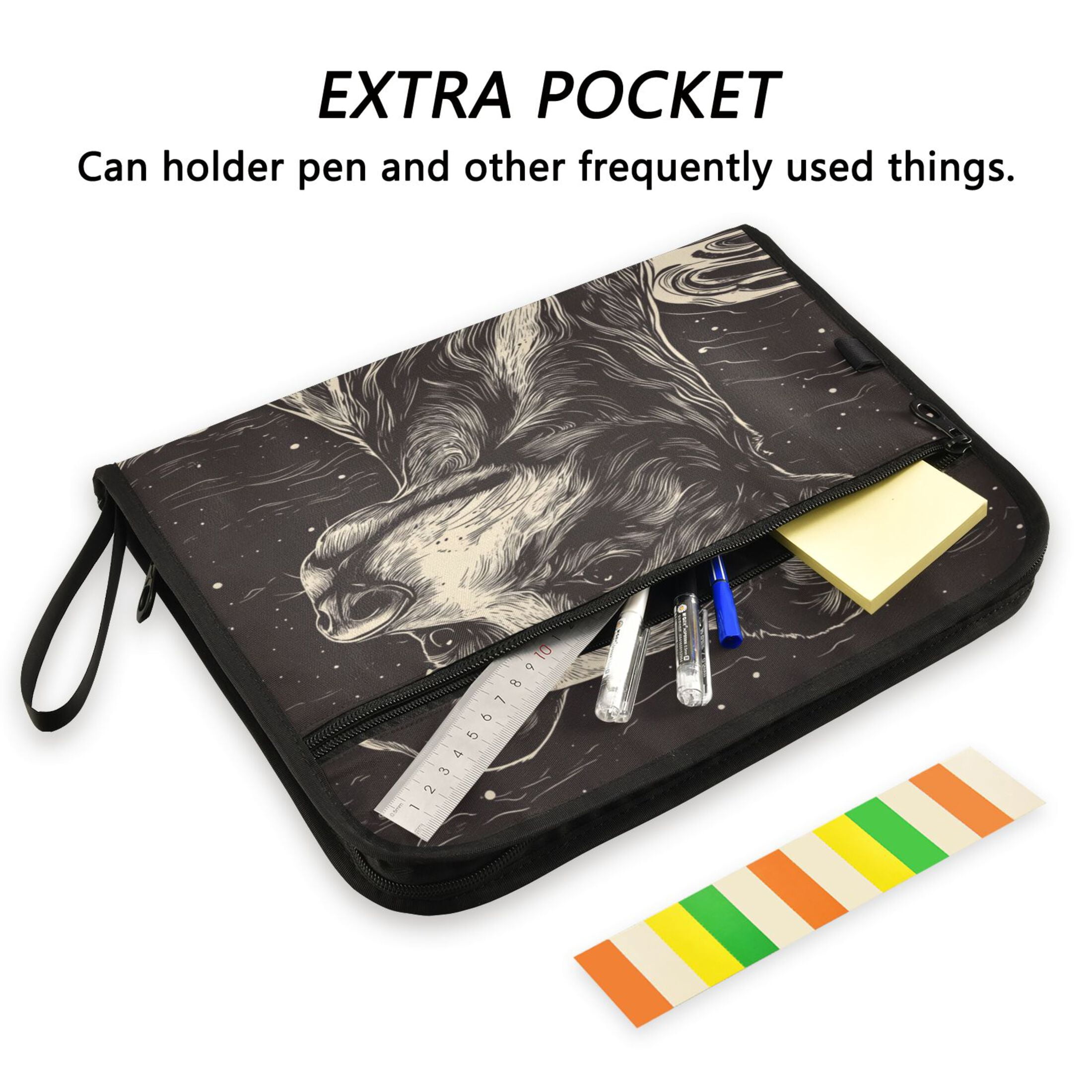 WOBOGO Starlight Dog Pattern Expanding File Folder Letter Size Accordion Filing Organizer 13 Pocket Separate Organ Pocket