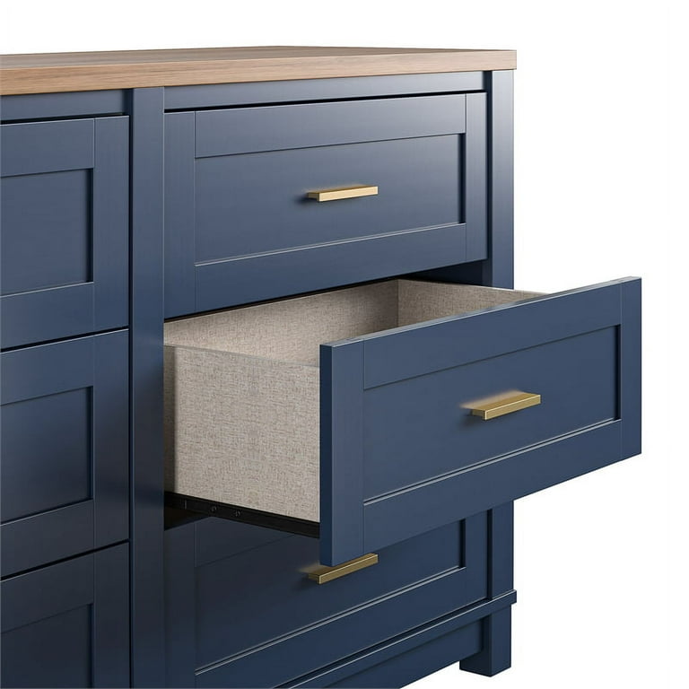 armada 6 drawer dresser with gold knobs Hommoo White 6 Drawer Dresser – Modern Wooden Double Dresser with Gold  Handles for Bedroom – hommoo main image 1