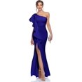 thumbnail image 1 of HSHDLDF Women's One Shoulder Ruffled Split Mermaid Evening Gown Cocktail Long Formal Dress, 1 of 6