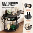 thumbnail image 4 of KFFKFF Semi-Circle Rattan Accent Table with Dual Drawers, Entryway Rattan Table Featuring Sliding Natural Rattan Door, Storage-Friendly Table for Lounge, Study, Foyer, or Media Wall, in Black, 4 of 9