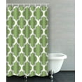 thumbnail image 1 of ARTJIA Olive Green And White Moroccan Quatrefoil Pattern Bathroom Shower Curtain 48x72 inches, 1 of 4