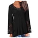 thumbnail image 1 of Camisas sólidas con dobladillo irregular de manga larga acampanada con empalme de encaje sexy para mujer Fridja  ghj987+1221, 1 of 6