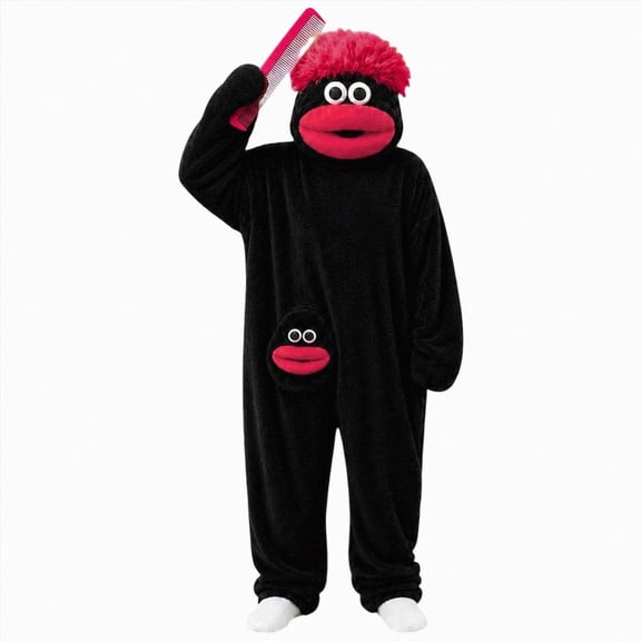 ZHANGDER Unisex Monster Onesie, Plush Fleece Jumpsuit with Comb, 2-10 Years
