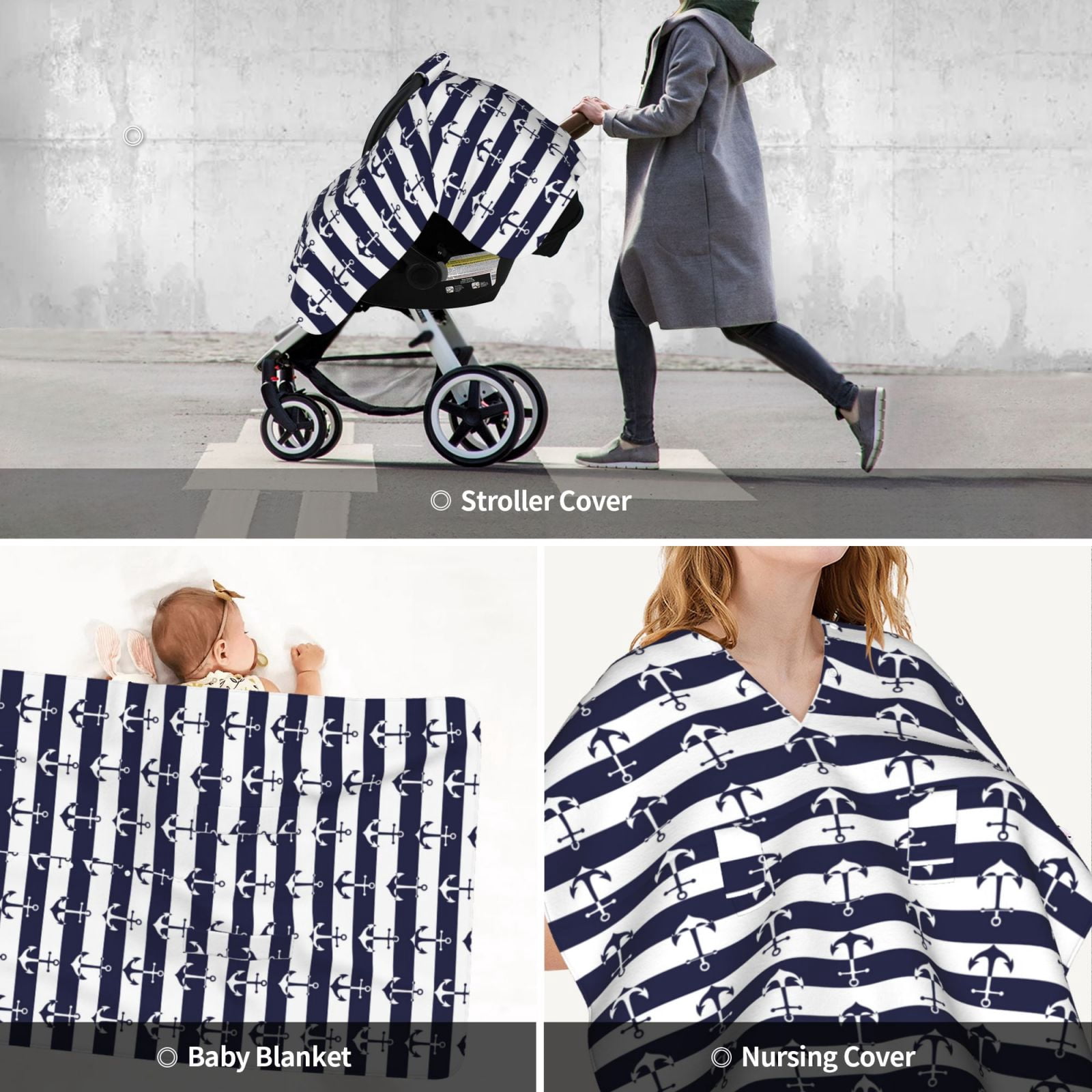 Car Seat Cover Baby - Anchors Breathable Infant Car Seat Cover for Baby Carseat, Lightweight Comfort Baby Essentials Must Haves Newborn Stuff for Girl Boy