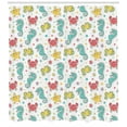 thumbnail image 3 of Ambesonne Cartoon Shower Curtain, Seahorse Crabs Fish, 69"Wx84"L, Teal Mustard Dark Coral, 3 of 3
