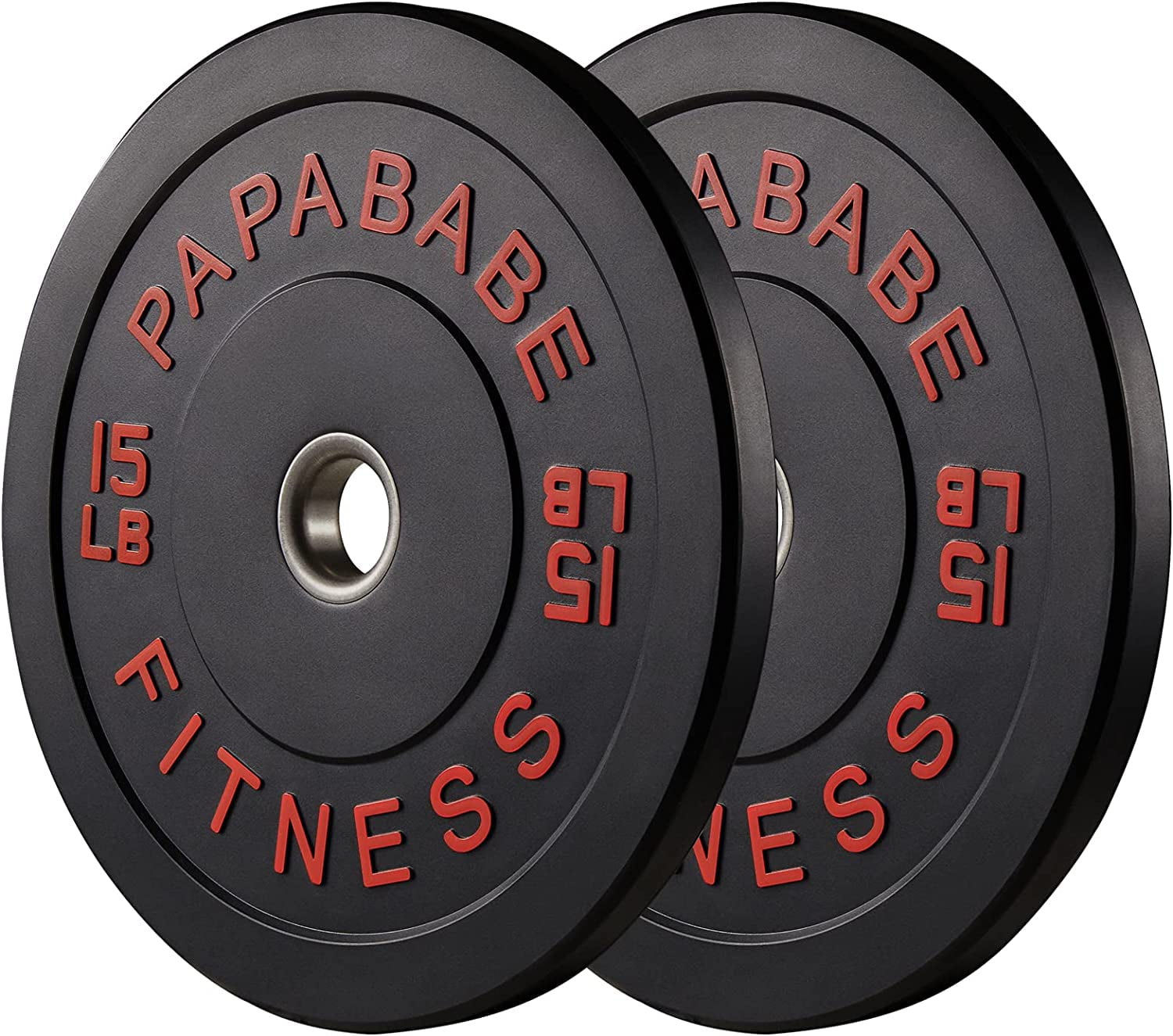 PAPABABE Bumper Plate Set with Color Coded 2 inch (15 lb Set)