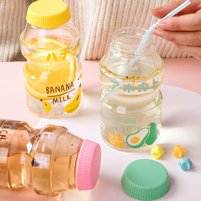 Frogued Drinking Bottle Cute Portable Plastic Milk Cartoon Shaker Bottle  for Kids (Pink)