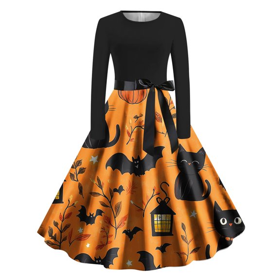 Blmnix Prom Dresses Women Dresses Tent Cocktail Dress Party Dresses Under Dresses Long Sleeve Crew Neck Cocktail-Length Casual Dresses for Women,XXL