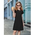 thumbnail image 4 of Arshiner Girls Summer Dress Tween Flutter Sleeve Pleated Front A Line Boho Beach Casual Dresses, 4 of 6