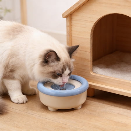Automatic Floating Water Bowl for Cats and Dogs Food-Grade Plastic 1500ml Capacity Floating Disc Dishwasher Safe Gentle on Beards Suitable for Small to Medium Pets Blue