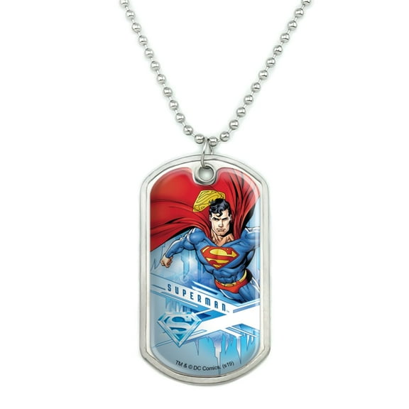 Superman Solitude Military Dog Tag Pendant Necklace with Chain